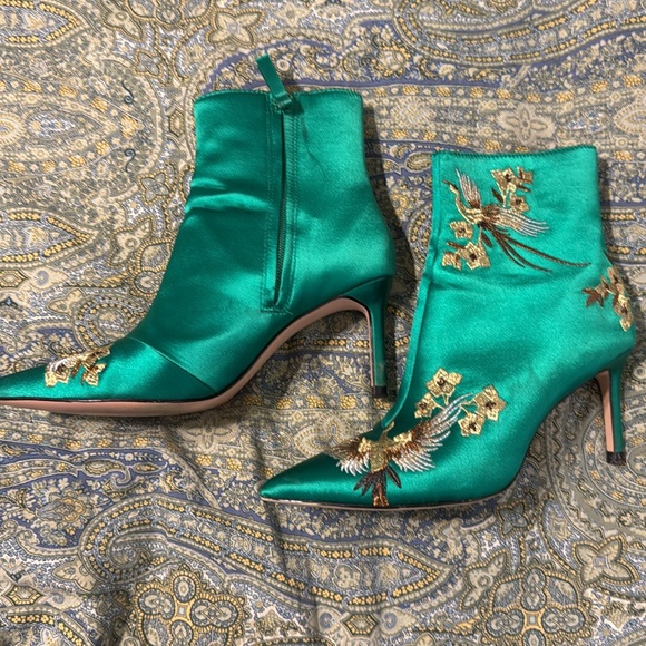 Zara Green Heeled Boots with Detailing sz 36(6) - Picture 2 of 7